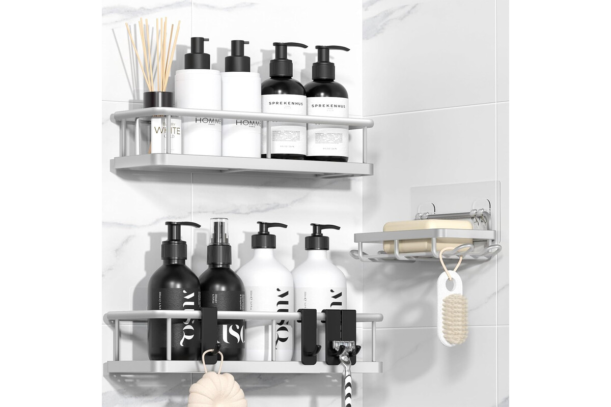 3 mensole doccia senza trapano a prezzo scontato: più spazio e risparmio in un solo set